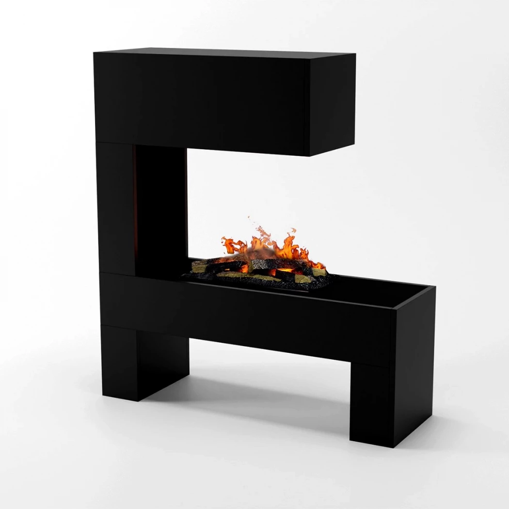 Mozart Waterdamp Haard - Zwart Glow Fire | Bioethanolhaard-shop.nl | Roomdivider Opti-myst inbouwhaard