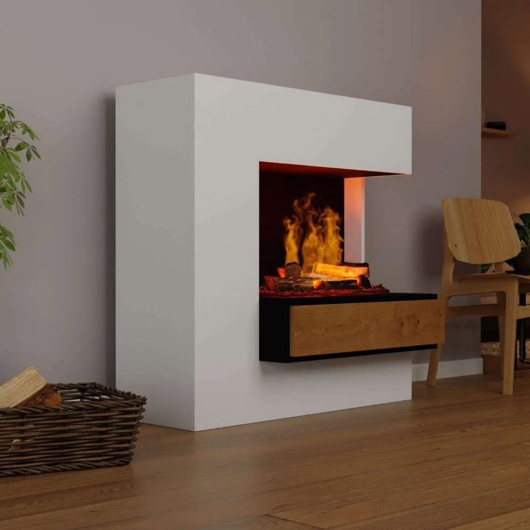 Glow Fire Planck Tall Rechtzijdig - OMC 600 | Vrijstaande Waterdamphaard - 110 cm x 109 cm x 53 cm afbeelding 1