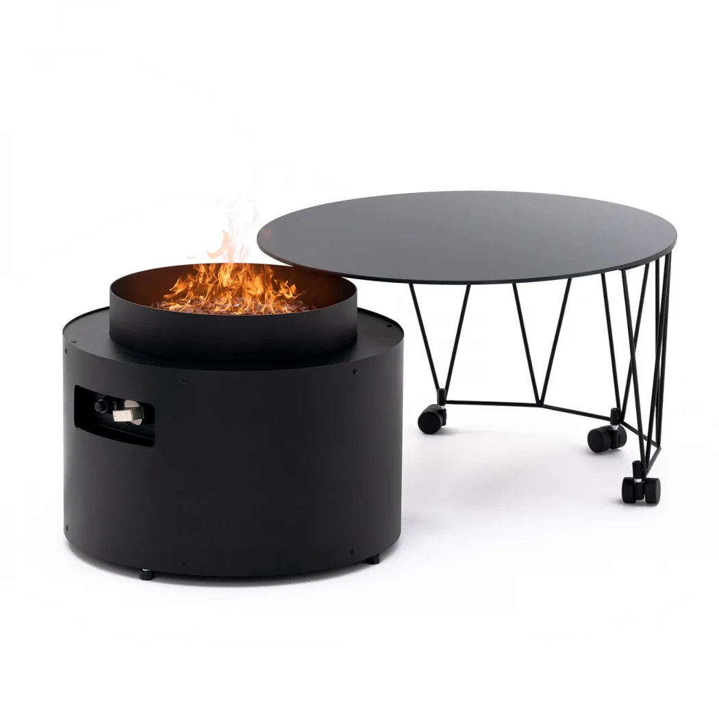 Drum Buitenhaard | Planika Fires | Vrijstaande gashaard voor buiten | Mat zwart afbeelding 1