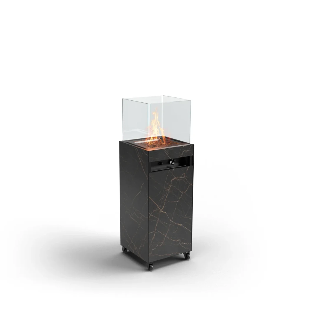 OIA - Black Laurent - Buiten Gashaard van Planika Fires - Efficiënte verwarming - Modern stijlvol ontwerp - Creëert gezellige sfeer op het terras of in de tuin afbeelding 1