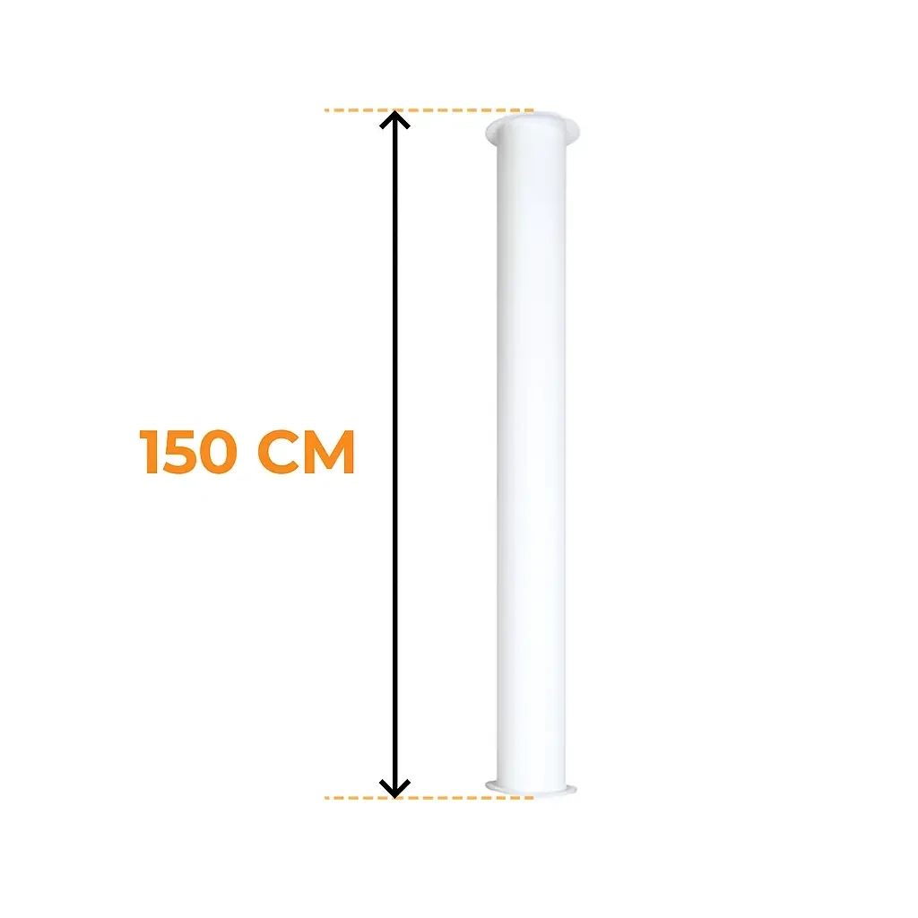 Toronto Buis Wit 150 cm – Totale lengte 190 cm  | Bioethanolhaard-shop.nl |