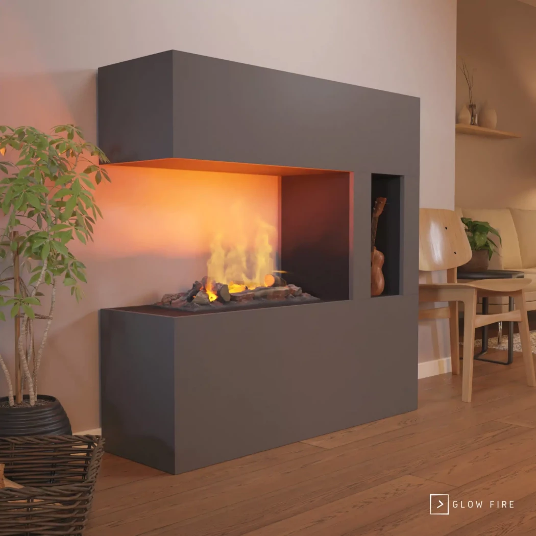 Schiller Pocket Waterdamp haard - Grå Glow Fire  | Bioethanolhaard-shop.nl | Vrijstaande waterdamphaard