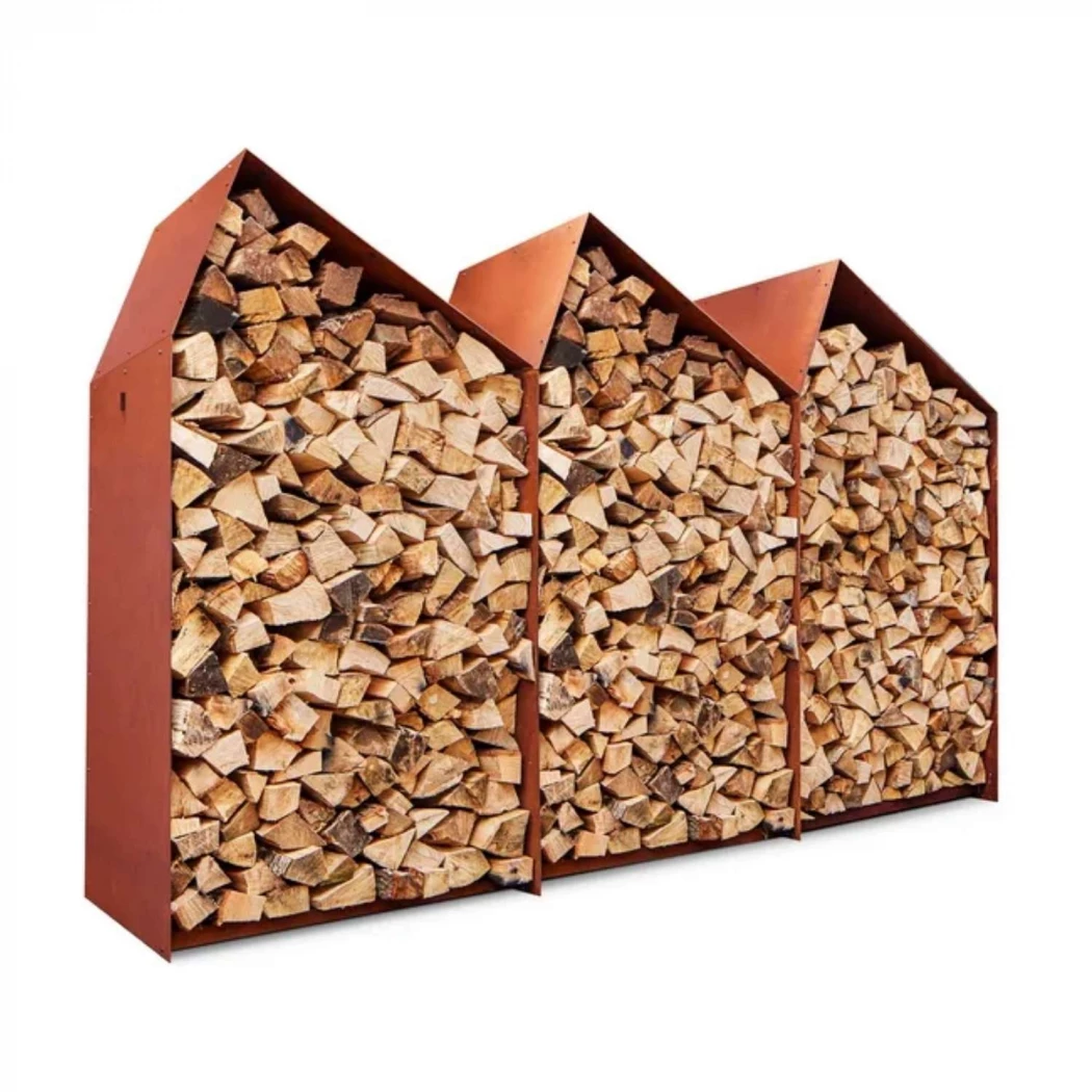 Sheddak 3 huse brændeopbevaring RB73  | Bioethanolhaard-shop.nl | Brandhout opslag