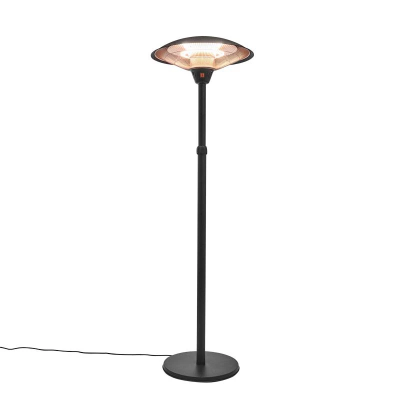 Terrasverwarmer vrijstaande telescoop zwart Hortus  | Bioethanolhaard-shop.nl | Vrijstaande elektrische terrasverwarmer