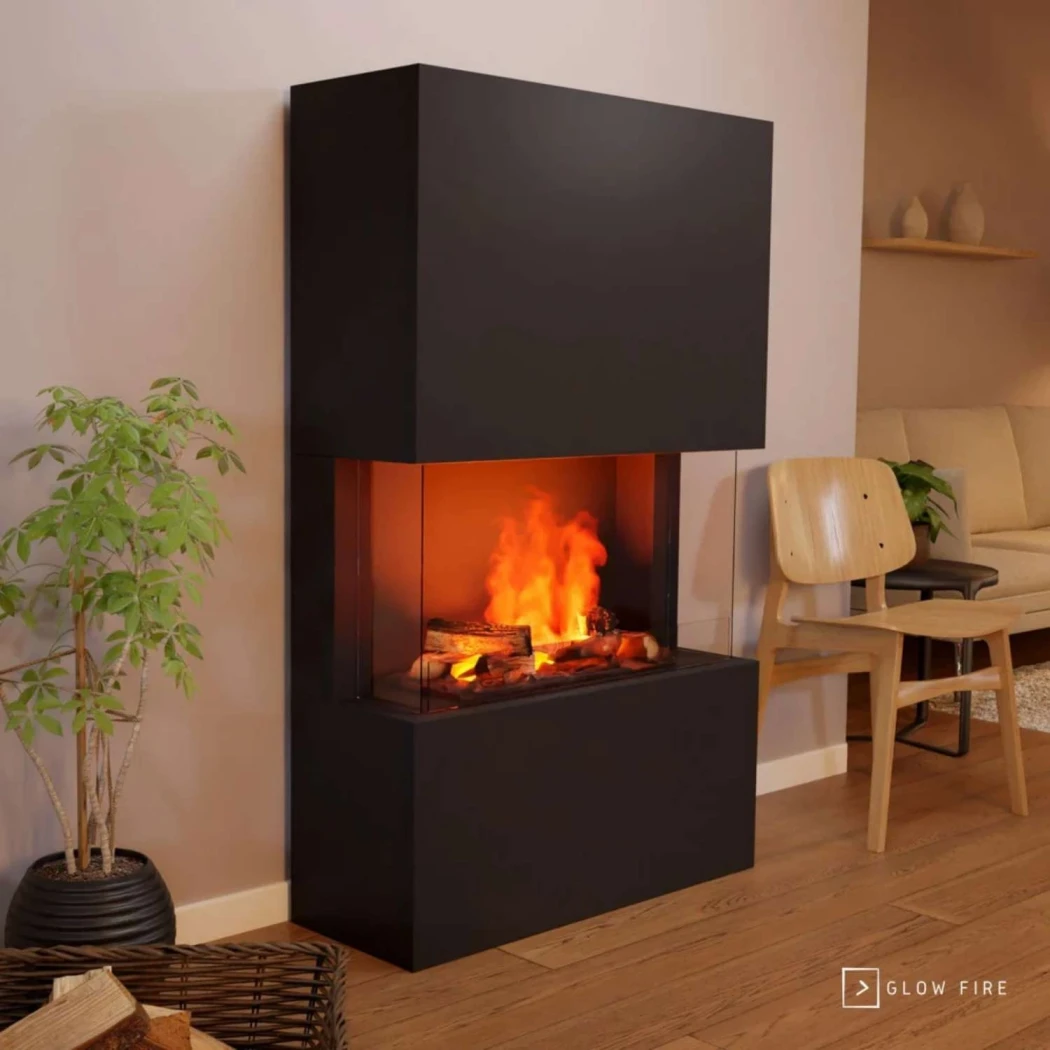 Glow Fire Tucholsky 3-zijdig Zwart - OMC 600 | Vrijstaande Waterdamphaard - 91 cm x 150 cm x 35 cm afbeelding 1