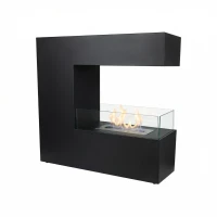 Bioethanol haard zwart met 3 glaspanelen