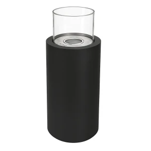ScandiFlames Dualis bio-ethanol haard in het zwart met een cilindervormig veiligheidsglas