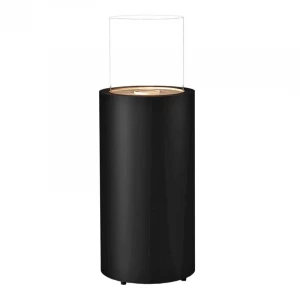 Planika Totem uit staal, zwart polystone en glas. Maat: Ø: 39,5 x H: 106,6 cm