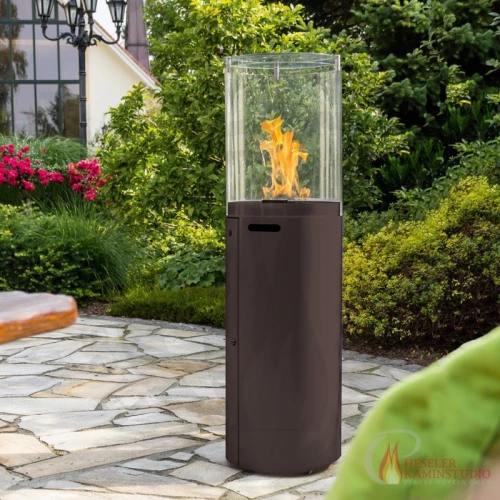 Spartherm Fuora R in zwart voor buiten Ronde zwarte buiten gashaard van Spartherm