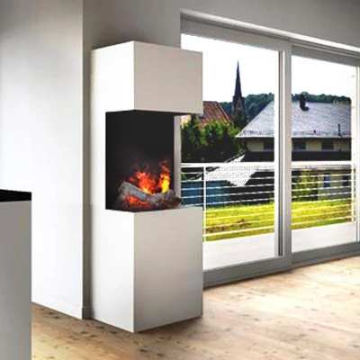 Hoge opti-myst haard met drie open zijdes | Glow Fire Beethoven Glow Fire hybride haard