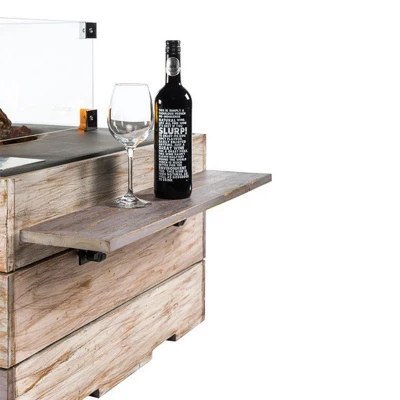 Houten zijtafel met twee rubberen steunen Houten zijtafel met twee rubberen steunen