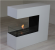 Witte vrijstaande biohaard met 2,5 liter brander. Brandtijd 7,5 uur. Maat: H: 90 x B: 100 x D: 30 cm