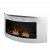 Brede muur-hangende biohaard in staal met een ronde vorm. Brandtijd 2-2,5 uur. Maat: 50 x 80 x 20 cm.