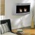 Brede muur-hangende biohaard in staal met een ronde vorm. Brandtijd 2-2,5 uur. Maat: 50 x 80 x 20 cm.
