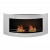 Brede muur-hangende biohaard in staal met een ronde vorm. Brandtijd 2-2,5 uur. Maat: 50 x 80 x 20 cm.